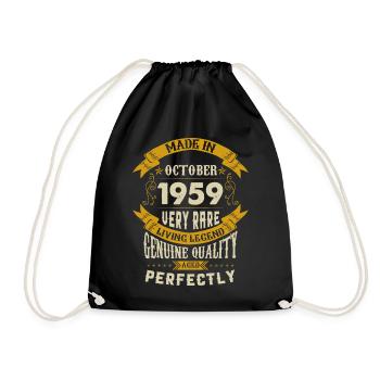 October 1959 Vintage Birthday - Drawstring Bag - black - Front