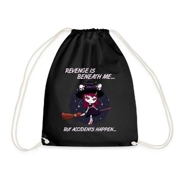 Hexe Auf Besenstiel Kawaii Witch Halloween Kostüm - Turnbeutel - Schwarz - Vorne