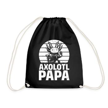 Axolotl Papa Kawaii Axolotl Lover Axolotl Papa - Drawstring Bag - black - Front