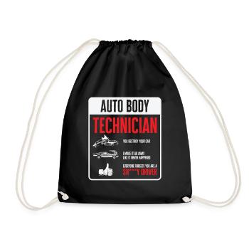 Auto Body Technician Funny Vehicle Repair Car - Drawstring Bag - black - Front