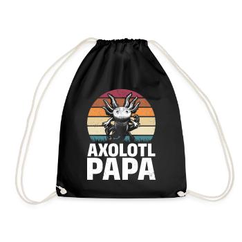 Axolotl Papa Kawaii Axolotl Lover Funny Axolotl - Drawstring Bag - black - Front