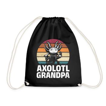 Axolotl Grandpa Axolotl Lover Kawaii Axolotl - Drawstring Bag - black - Front