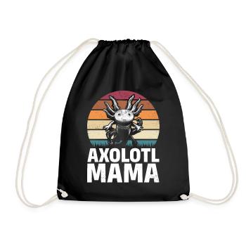 Axolotl Cute Axolotl Mama Kawaii Axolotl Mama - Drawstring Bag - black - Front