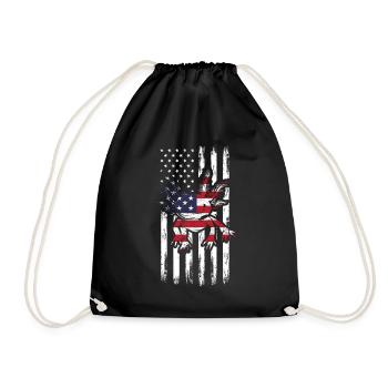 Axolotl US Flag Kawaii Axolotl American Flag - Turnbeutel - Schwarz - Vorne