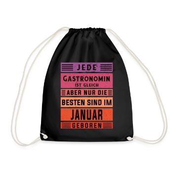 Restaurant Wirt Geburtstag Januar geboren - Turnbeutel - Schwarz - Vorne