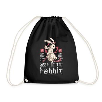 Personnage de lapin chinois Nouvel An 2023 - Sac de sport léger - noir - Devant
