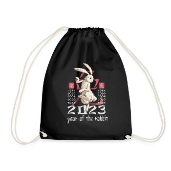 Personnage de lapin chinois Nouvel An 2023 - Sac de sport léger - noir - Devant