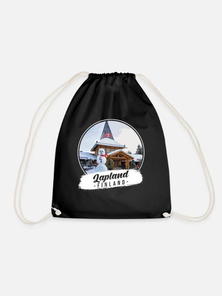 Lapland Finland Souvenir - Drawstring Bag - black