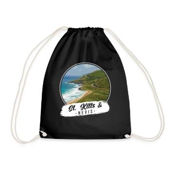 St. Kitts & Nevis Souvenir - Drawstring Bag - black - Front