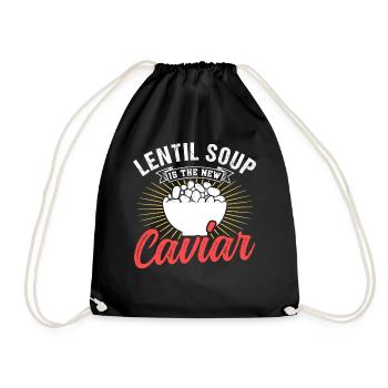 Linsensuppe Ist Der Neue Kaviar Linse Linsen - Turnbeutel - Schwarz - Vorne
