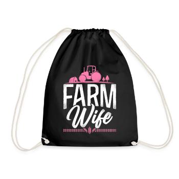 Farming Farmer Wife Tractor - Drawstring Bag - black - Front