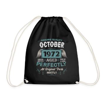 Oktober 1972 Vintage Geburtstag Geschenk - Turnbeutel - Schwarz - Vorne