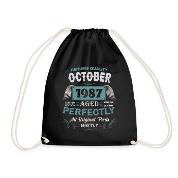 Oktober 1987 Vintage Geburtstag Geschenk - Turnbeutel - Schwarz - Vorne