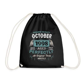 Oktober 1998 Vintage Geburtstag Geschenk - Turnbeutel - Schwarz - Vorne