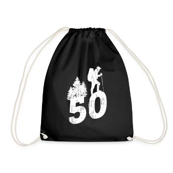 Wandern 50. Geburtstag Wanderer 50 Jahre Outdoor - Turnbeutel - Schwarz - Vorne
