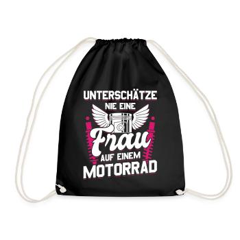 Motorbike Motorrad Enduro Motocross Biker Girl - Turnbeutel - Schwarz - Vorne