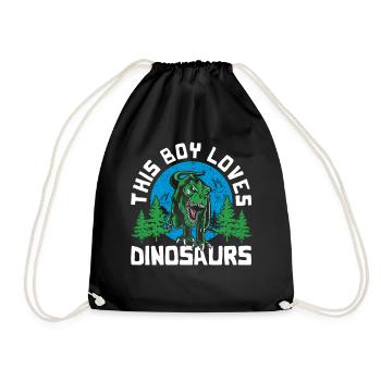This Boy Loves Dinosaur Kids Boy Boy Dino - Drawstring Bag - black - Front