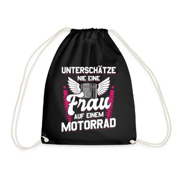 Motorbike Motorrad Enduro Motocross Biker Girl - Turnbeutel - Schwarz - Vorne