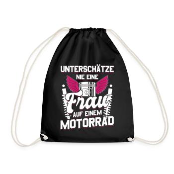 Motorbike Motorrad Enduro Motocross Biker Girl - Turnbeutel - Schwarz - Vorne