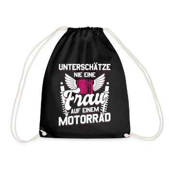 Motorbike Motorrad Enduro Motocross Biker Girl - Turnbeutel - Schwarz - Vorne