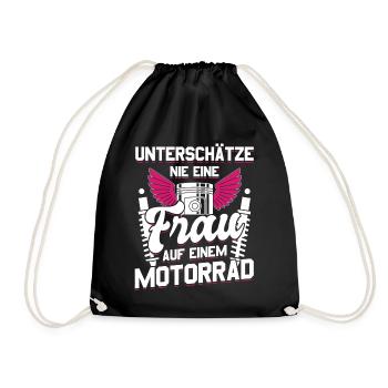 Motorbike Motorrad Enduro Motocross Biker Girl - Turnbeutel - Schwarz - Vorne