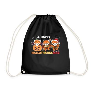 Happy Hallothanksmas Pandas Weihnachts Rote Panda - Turnbeutel - Schwarz - Vorne