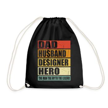 Vater Ehemann Designer Held - Turnbeutel - Schwarz - Vorne