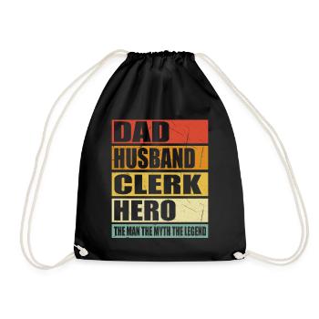 Father Husband Clerk Held - Drawstring Bag - black - Front