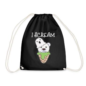 Eisbär Halloween Geist I Scream Eis Wortspiel - Turnbeutel - Schwarz - Vorne