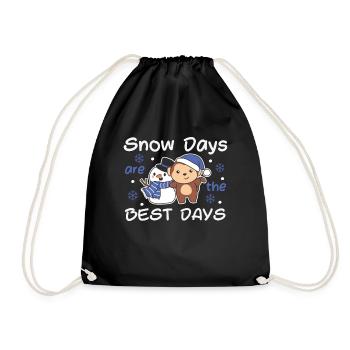 Monkey Snow Days are the best days Winter Snowman - Drawstring Bag - black - Front