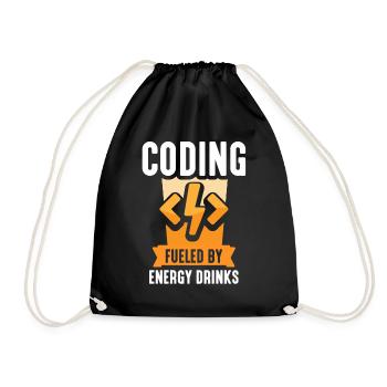 Programming with Energydrinks Coding Code Coder - Drawstring Bag - black - Front