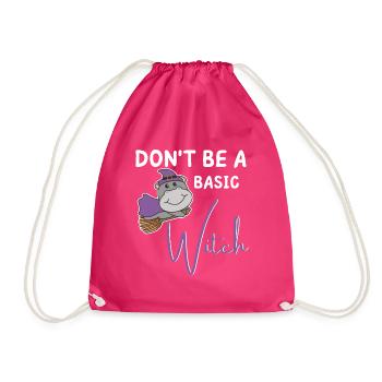 Hippo Halloween Witch Witches don't be a basic witch - Drawstring Bag - fuchsia - Front