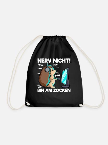 Nerv nicht bin am Zocken Gaming Igel - Turnbeutel - Schwarz
