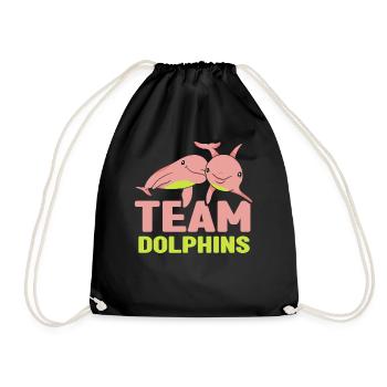 Team Dolphins Dolphin Lover Dolphin Dolphin - Drawstring Bag - black - Front
