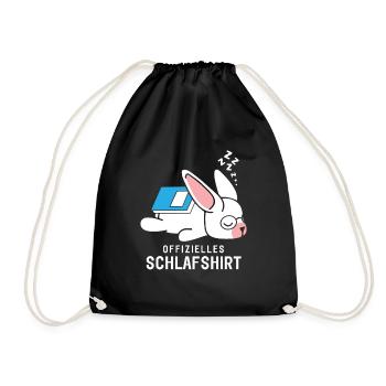 Offizielles Schlafshirt Schlafanzug Hase mit Buch - Turnbeutel - Schwarz - Vorne