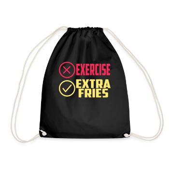 Übung Extra Pommes Exercise Extra Fries Fitness - Turnbeutel - Schwarz - Vorne