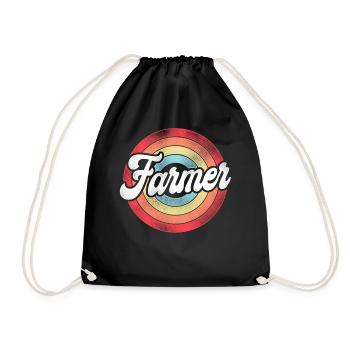 Farming Farmer Retro Vintage - Turnbeutel - Schwarz - Vorne