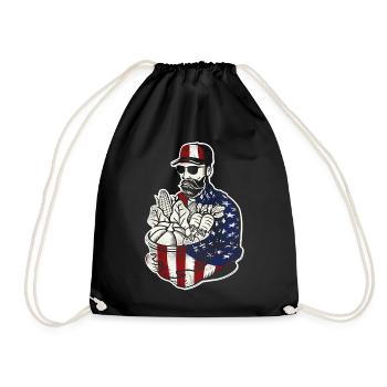 Farming Farmer American Flag Us - Drawstring Bag - black - Front