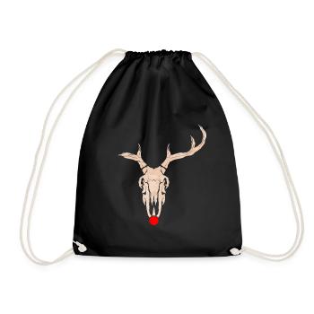Rudolph Reindeer Skull With Red Nose Christmas - Turnbeutel - Schwarz - Vorne