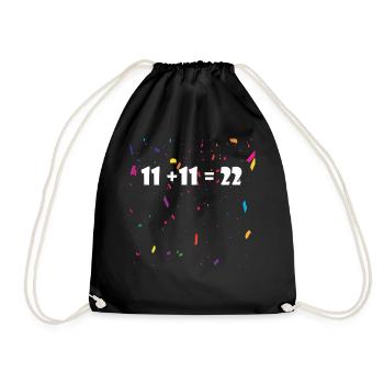 11 + 11 = 22 HELAU! *Karneval* Design - Turnbeutel - Schwarz - Vorne