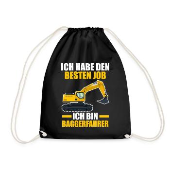 Baggerfahrer Maschinenführer Tiefbauer Bagger - Turnbeutel - Schwarz - Vorne