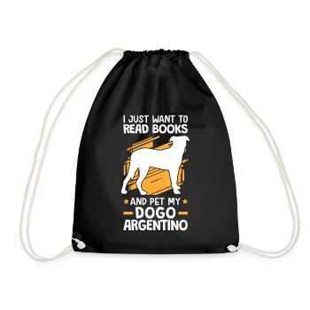 Bücher lesen und Dogo Argentino streicheln - Turnbeutel - Schwarz - Vorne