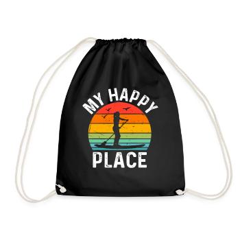 Stand Up Paddle Board My Happy Place - Water Sport - Drawstring Bag - black - Front