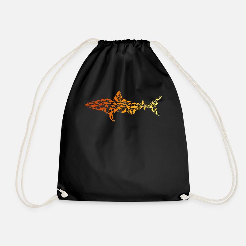 Shark Fish Sharks Silhouette White Shark - Great W - Turnbeutel - Schwarz