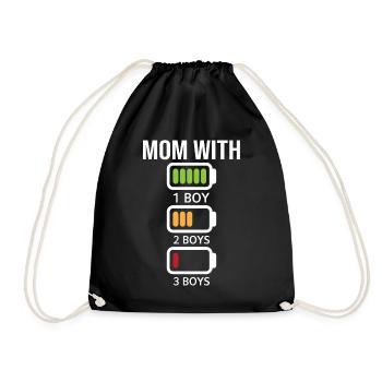 Maman avec trois garçons Batterie vide - Maman avec thre - Sac de sport léger - noir - Devant