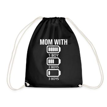 Mama with 3 Sons Battery Empty - Mom with three Bo - Turnbeutel - Schwarz - Vorne