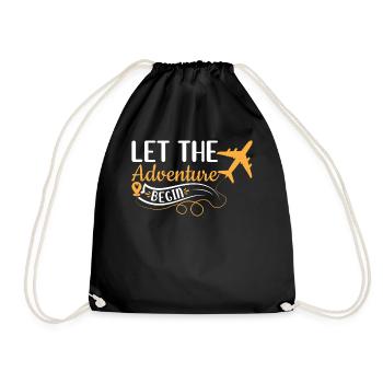 Let The Adventure Begin - Airplane Traveling Love - Turnbeutel - Schwarz - Vorne
