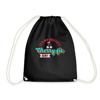 Cherry Birthday Greeting Fruit Lover Bestfriend - Drawstring Bag - black - Front