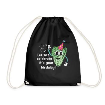 Vegan Lettuce Birthday Greeting Natal Day - Drawstring Bag - black - Front