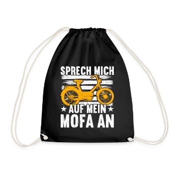 Mofa Mofas Moped Zweirad Mofafahrer Rollerfahrer - Turnbeutel - Schwarz - Vorne